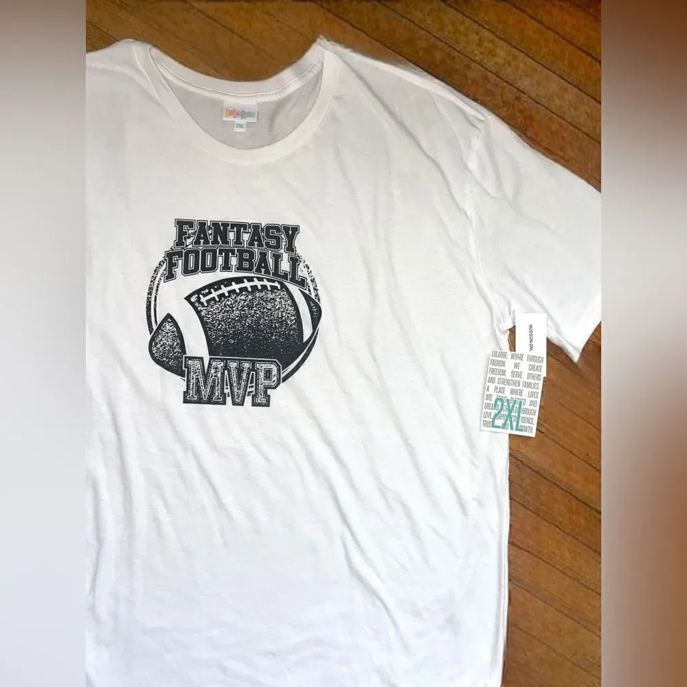 LuLaRoe Unisex Adults 2XL Hudson Short Sleeve Shirt “Fantasy Football MVP”